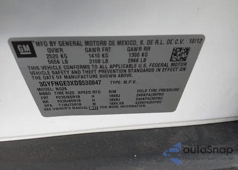 2013 Cadillac Srx Luxury Collection z USA, uszkodzony, nr VIN 3GYFNGE3XDS530847